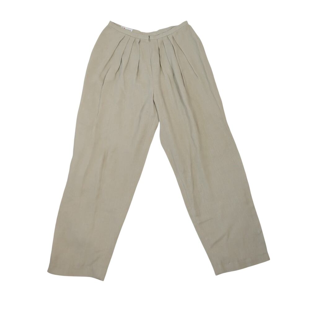 Vintage 90s KL by Karl Lagerfeld Khaki Tan High Rise Pleat Wide Leg Pants 28"